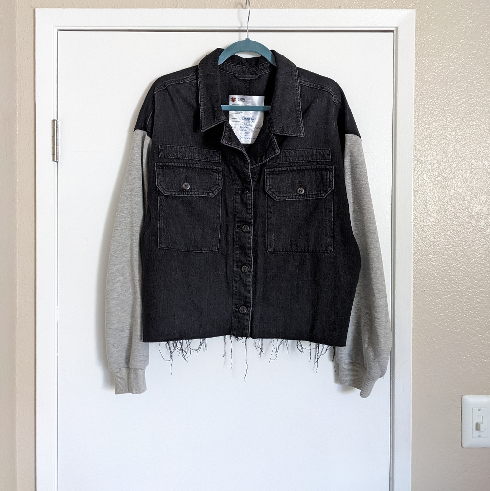 All saints denim sweater jacket